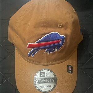 New Era Tan Cap with Blue and Red Embroidery